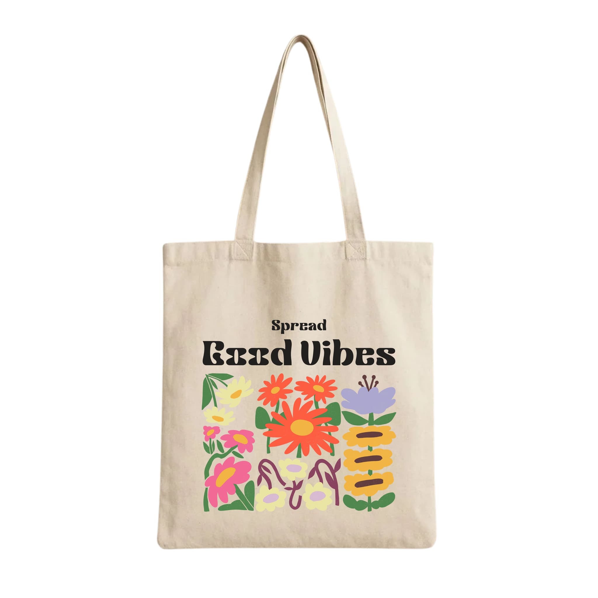 Tote Bags (Spread Good Vibes Floral) 230 GSM Cotton Bags